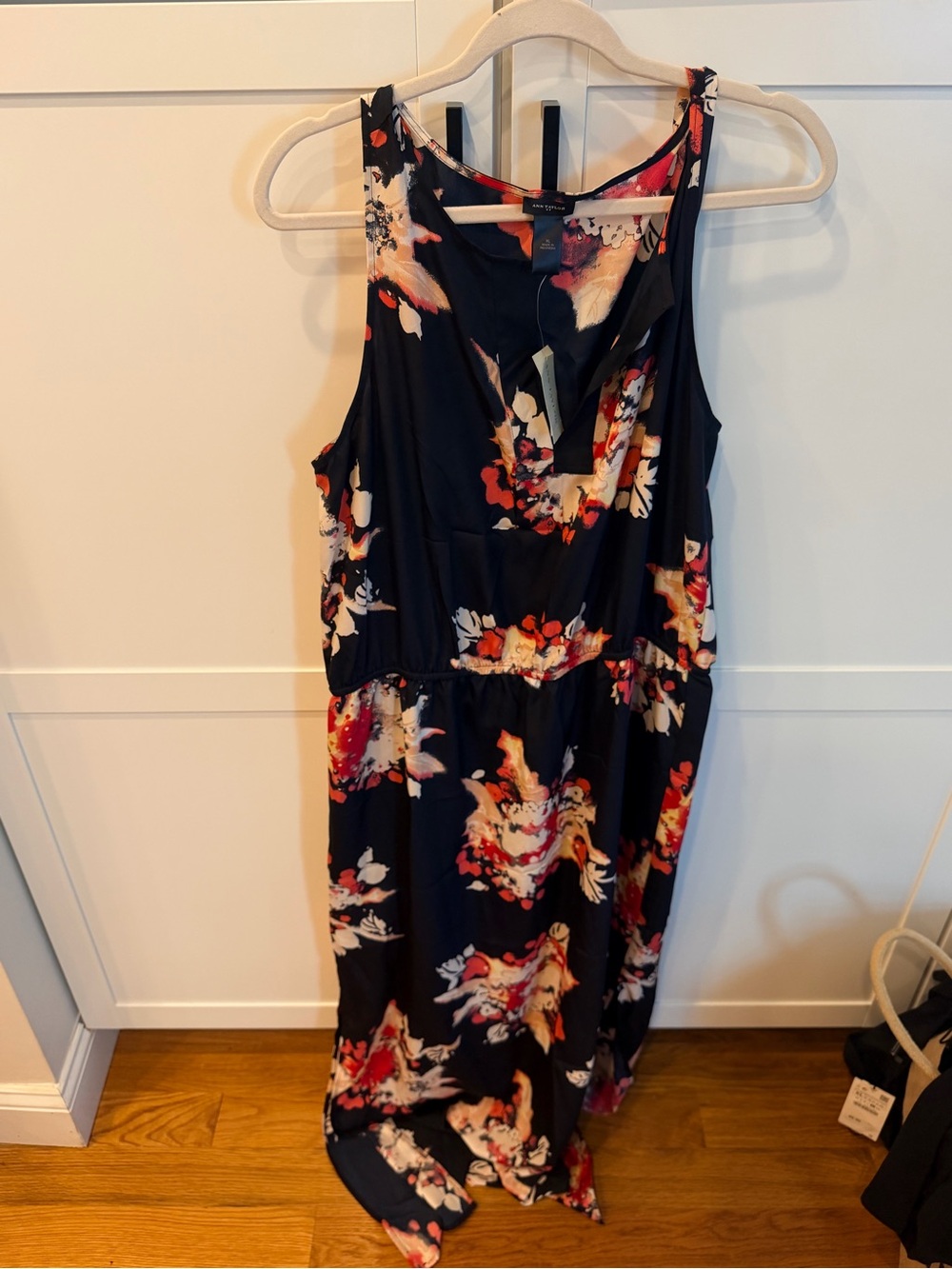 Floral Print Navy Sleeveless Maxi Dress Ann Taylor